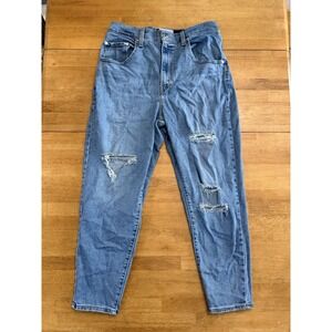 Levis SilverTab Mom Jeans‎ Womens 31 High Waist Tapered Distressed Preppy